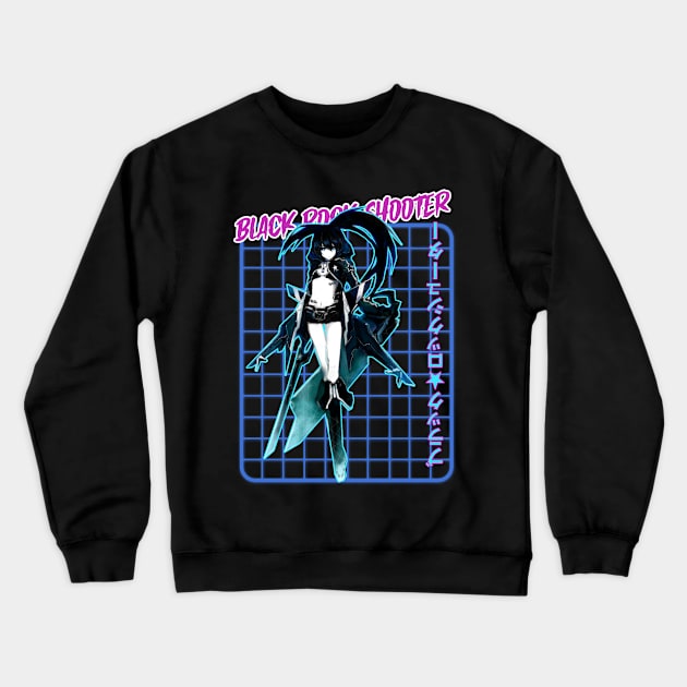 Echoes of the Void Black Rock Shooter's Journey Beyond Crewneck Sweatshirt by Skateboarding Flaming Skeleton